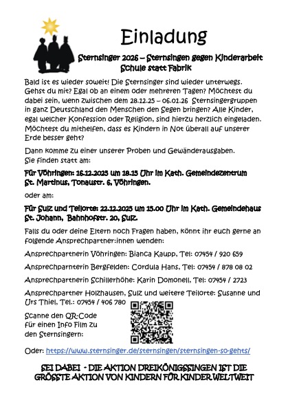 Einladung zum Sternsingen 2026